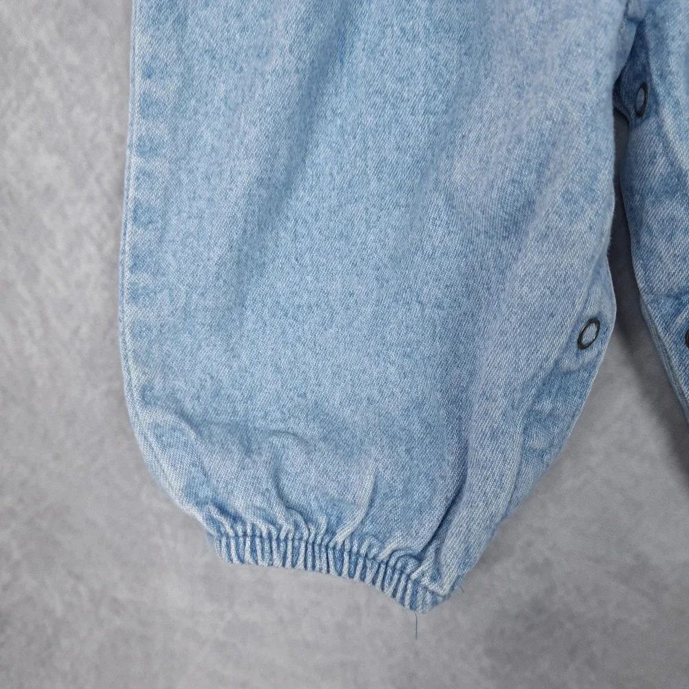 Vntg OshKosh B'gosh Denim Overalls Baby Girls12M Light Blue Pleated Vestbak USA